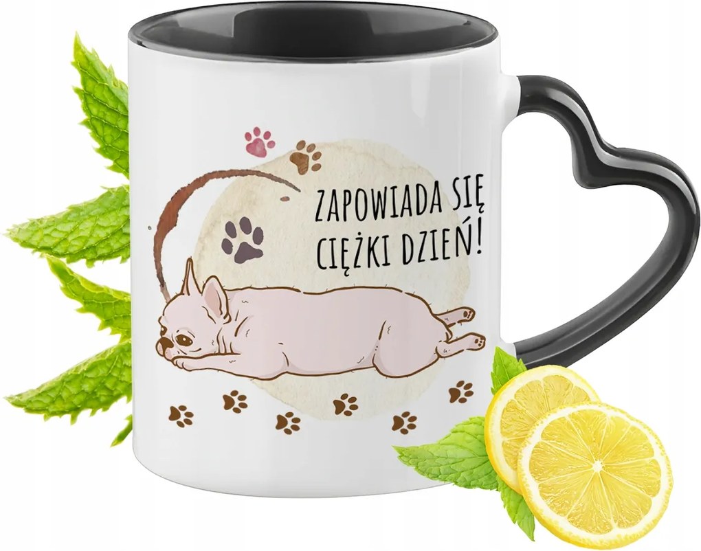 Kutya Bögre Fekete Szív Alakú Füllel Ajándék