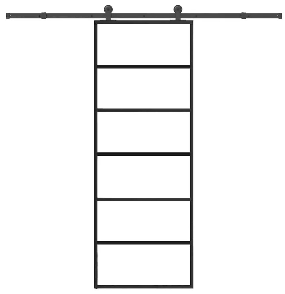 ESG üveg és alumínium tolóajtó fémszerelvény-szettel 76x205 cm