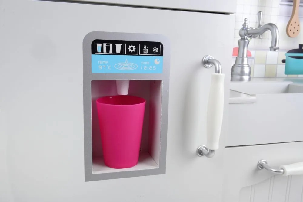 Fából készült játékkonyha gyerekeknek LED világítással, kiegészítőkkel és hangeffektekkel