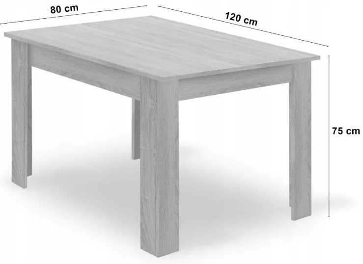 Étkező garnitúra 1 + 4, UMEKO 120x80 cm asztal sonoma tölgy + szürke KITO szék