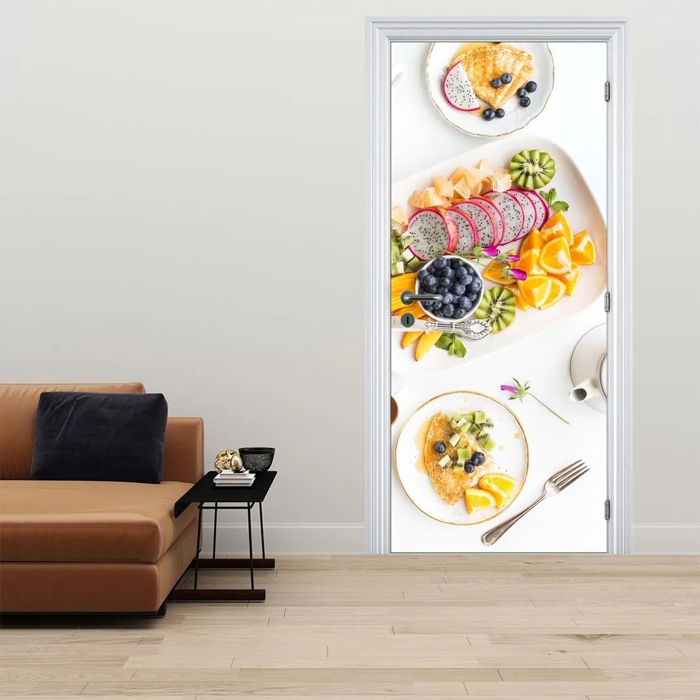Fotótapéta ajtóra - Gyümölcsös tányér az asztalon (95x205cm)