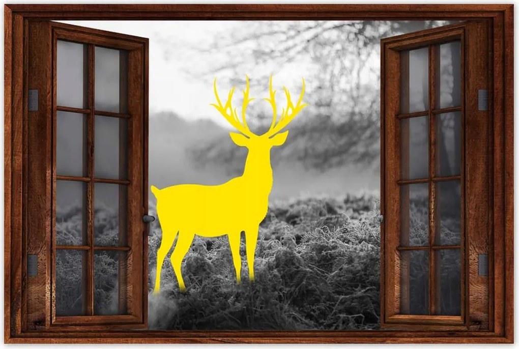 Poszterek 90x60 Sárga szarvas Erdő Tájkép