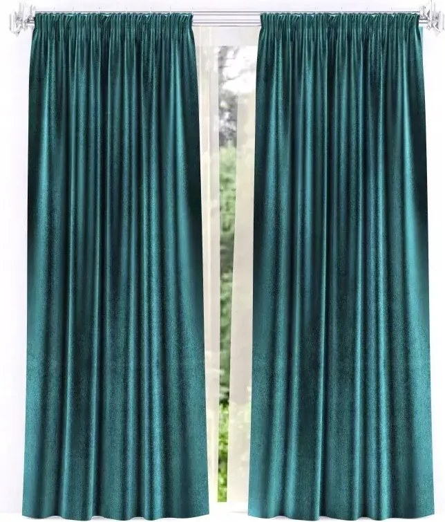 Kész függöny Moradi velúr sötét türkiz szalaggal 135x360cm Alkalom!!