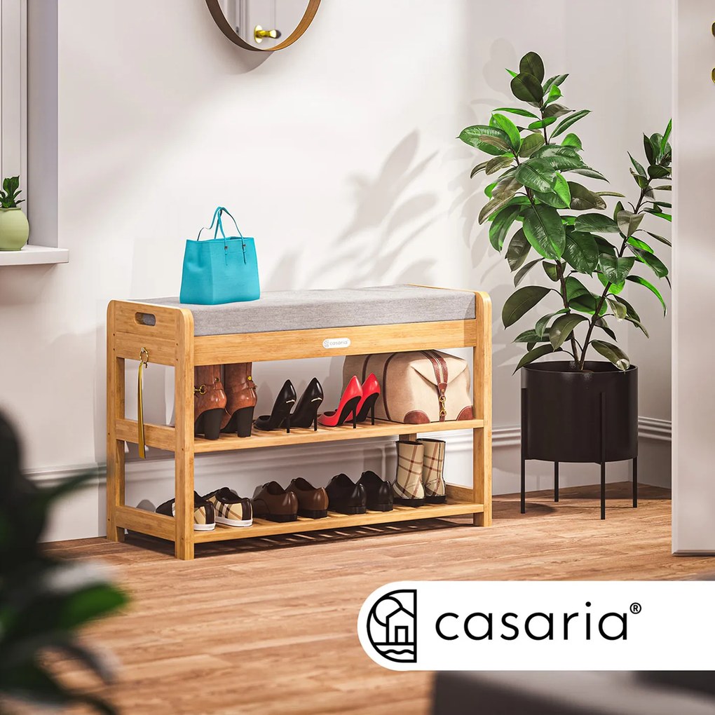 Casaria® Cipőtartó 90x30x48cm - akác