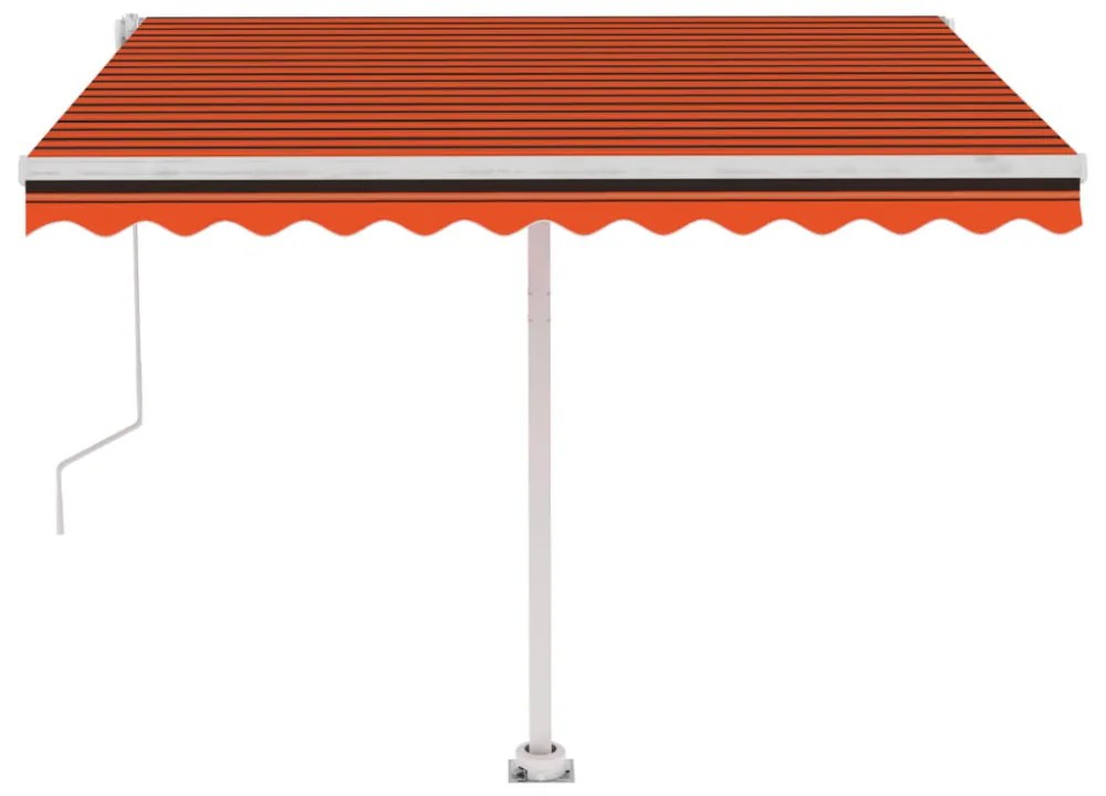 narancssárga-barna automata póznás napellenző 300 x 250 cm