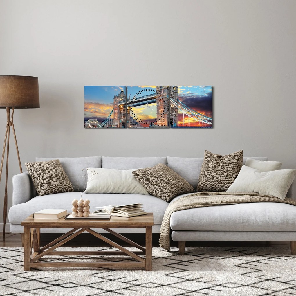 Kép - Tower Bridge, London, Anglia (órával) (90x30 cm)