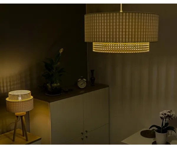 Duolla - Csillár zsinóron BOHO 1xE27/15W/230V átm. 45 cm krémes/rattan