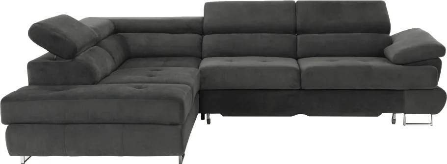 Ülőgarnitúra tárolóhellyel, szürke, szövet, balos, BUTON R