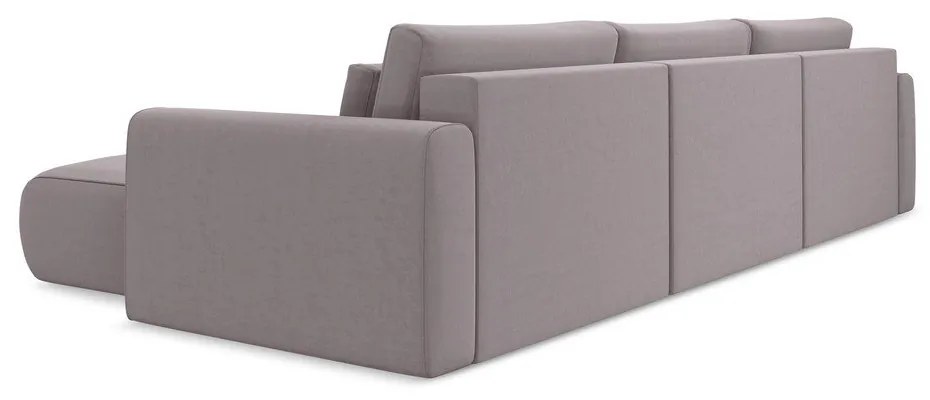 Levendula színű bársony kinyitható-tárolóhelyes (U alakú) sarokkanapé Kapua – Makamii