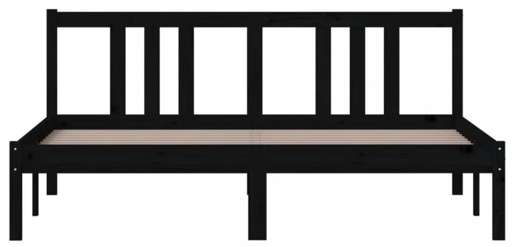 King Size fekete tömör fa ágykeret 150 x 200 cm