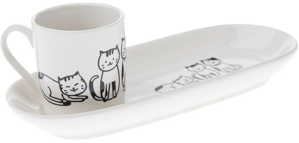 Porcelánová šálka s podšálkem Kočky 90 ml