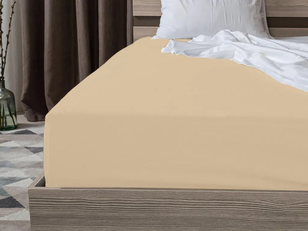 Jersey krémszínű lepedő BASIC 90x200 cm