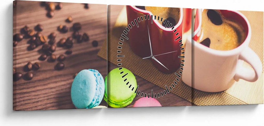 Kávé és a macaroon képe (órával) (90x30 cm)