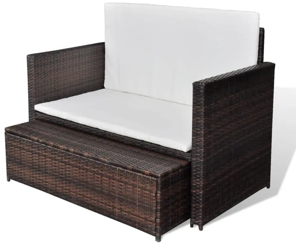Barna kerti polyrattan kanapé