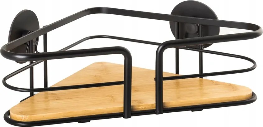 Fürdőszoba polc Awd Interior 1936 fekete bambusz öntapadós sarok