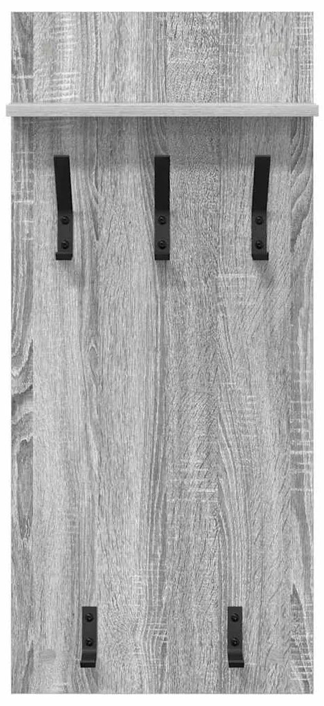 Fali Kabáthorog polcokkal Szürke sonoma 90 x 40 x 10 cm Faanyag