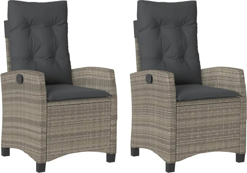 vidaXL 2 db szürke polyrattan dönthető kerti szék párnákkal