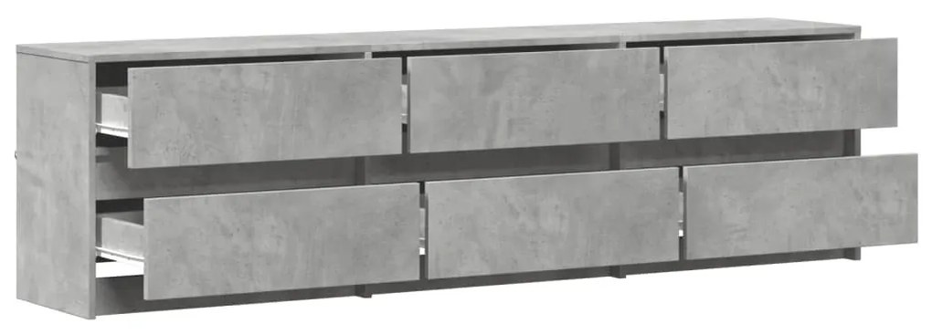 betonszürke szerelt fa TV-szekrény LED-ekkel 180 x 34 x 50 cm