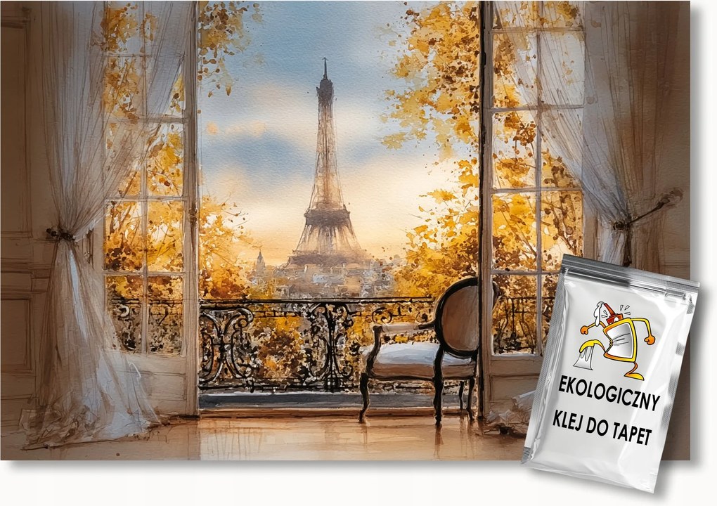 Fotótapéta Flizelina Franciaország Párizs Eiffel-torony Terasz Ablak 400x280 ragasztó