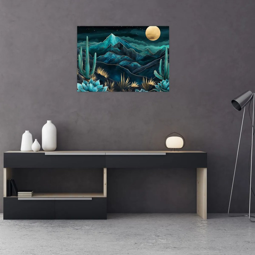Üveg kép - Türkiz éjszaka (70x50 cm)