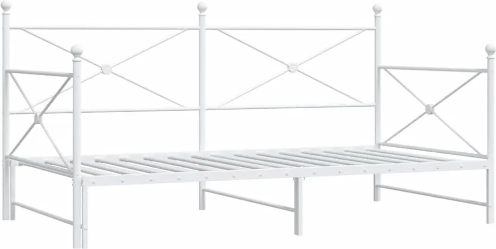 vidaXL Daybed with Trundle without Mattress White 100x190 cm acél