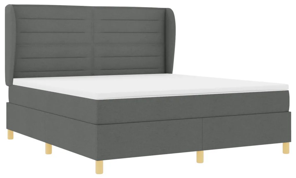 Boxspring Ágy Matraccal Sötétszürke, 180x200 cm Szövet