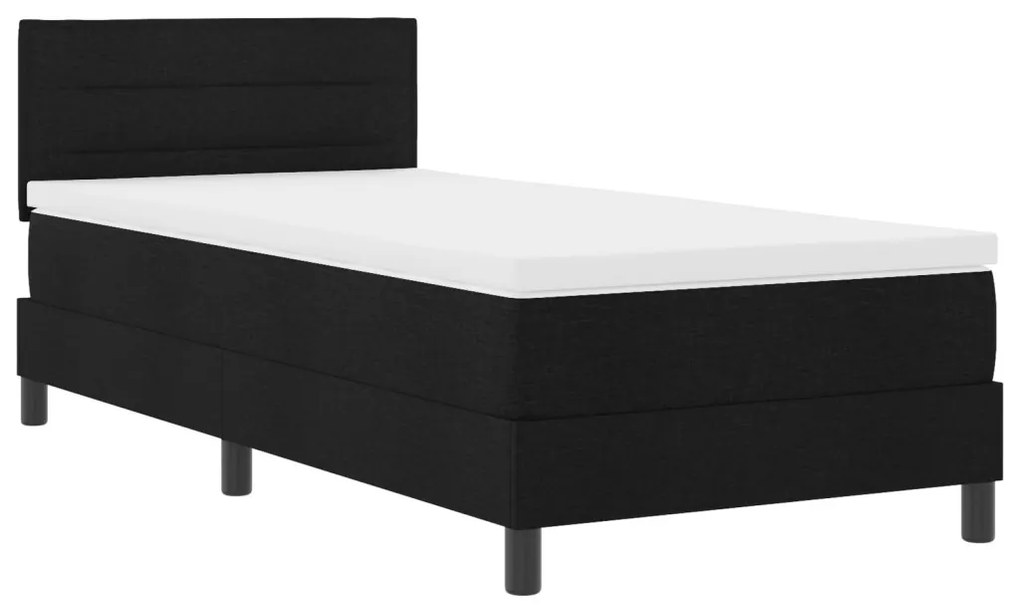 Boxspring Ágy Mattal & LED Fekete 90x200 cm Szövet
