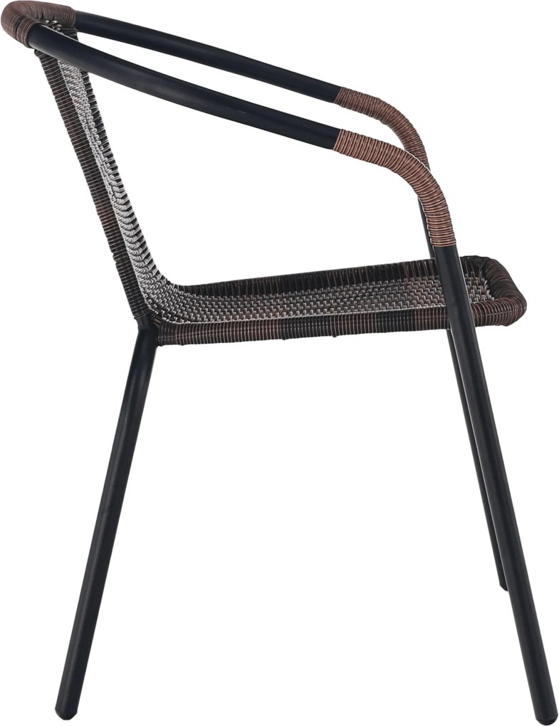 Egymásba rakható szék, barna/fekete fém, DOREN