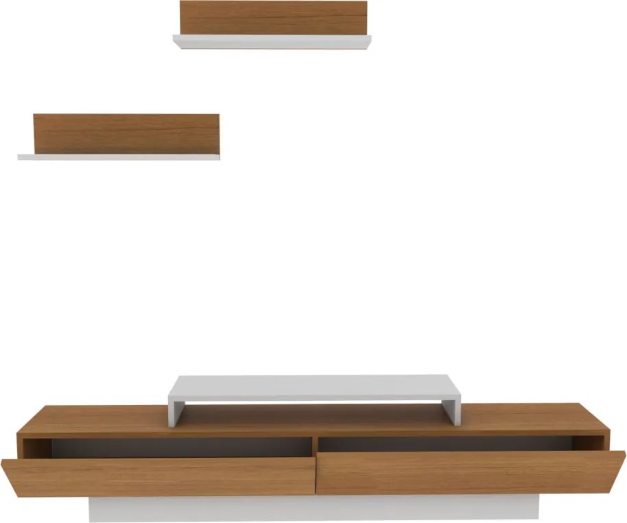 Lusi TV-állvány, fehér-teak, 180 cm