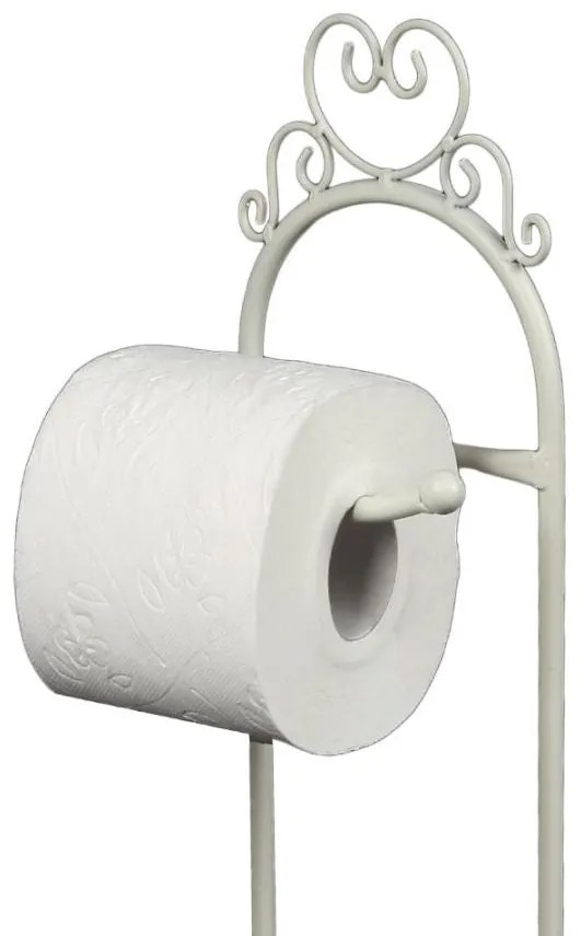 Vintage fém álló WC papír tartó 70 cm antik fehér