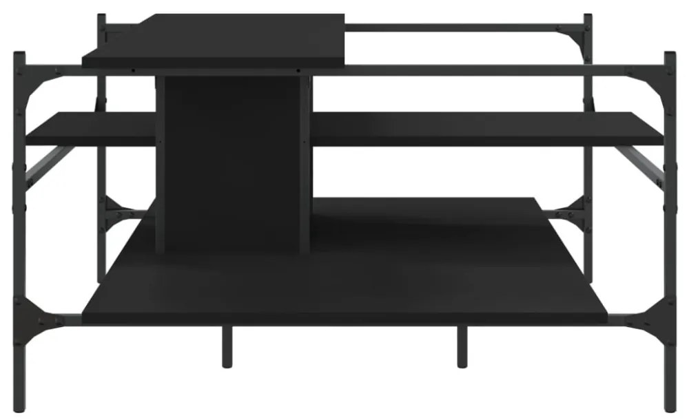 fekete szerelt fa dohányzóasztal 100 x 100 x 48,5 cm