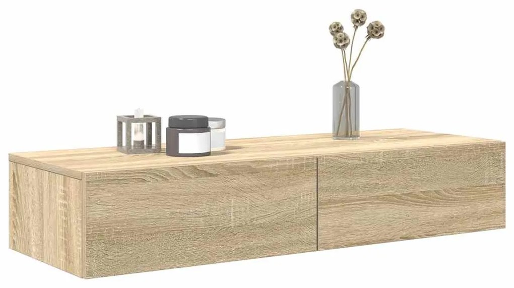 Falipolc fiókokkal sonoma tölgy 100x36x19 cm műszaki fa