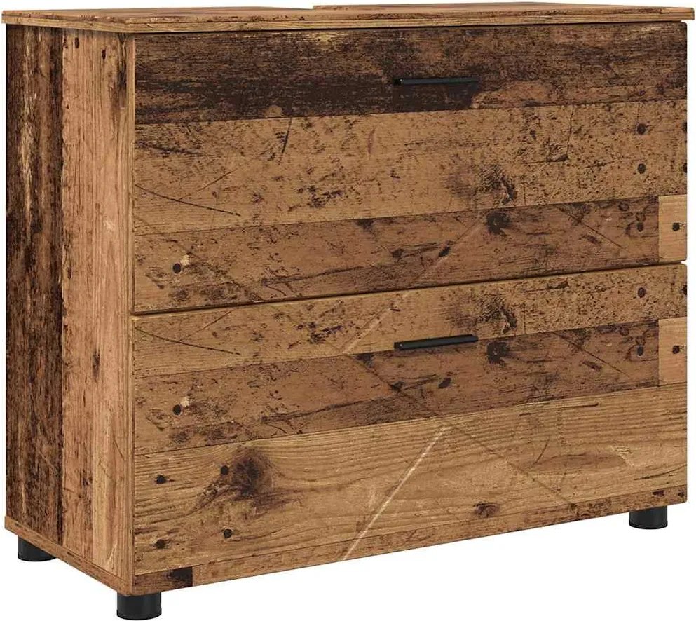 vidaXL Fürdőszoba Székény Öreg fa 76,5 x 35 x 64 cm Faanyag & Fém