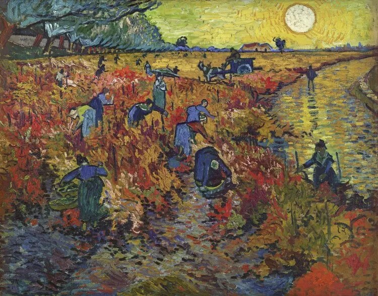 Reprodukció Red Vineyards at Arles, 1888, Vincent van Gogh