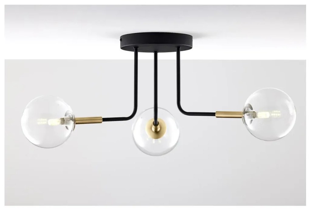 Jupiter 2039 - Felületre szerelhető csillár BURANO 3xG9/10W/230V fekete/arany/átlátszó