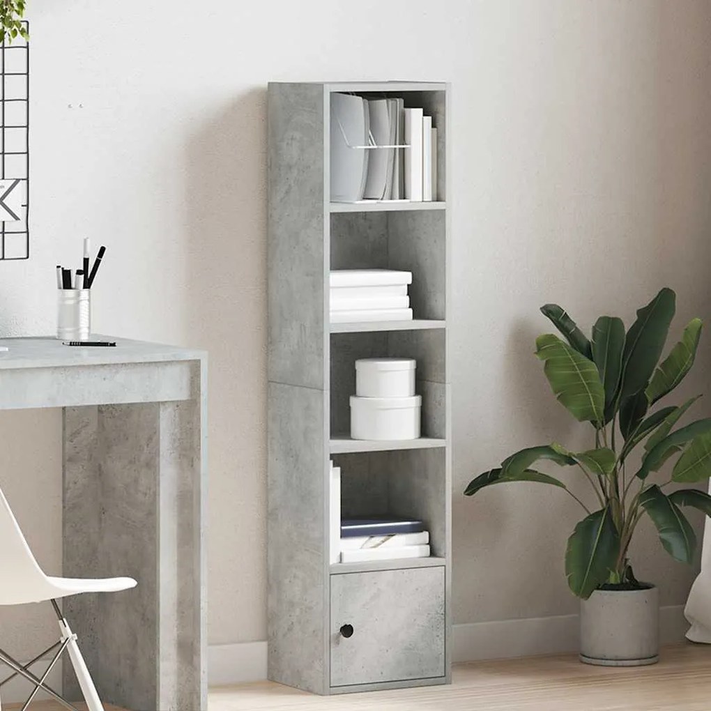 betonszürke szerelt fa könyvespolc 31x24x127 cm