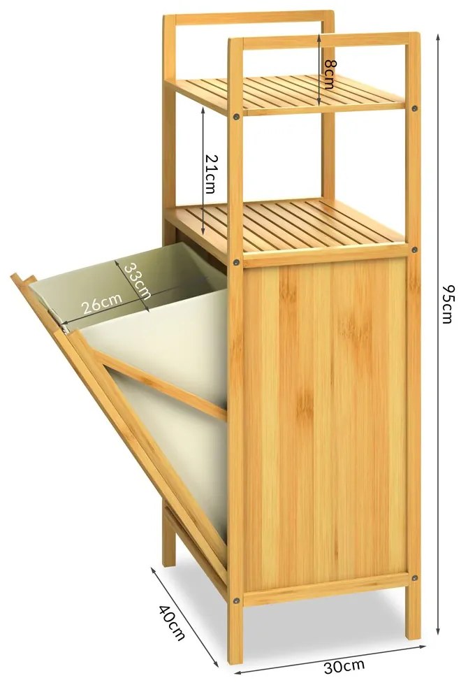 Doris bambusz polc kosárral a szennyesnek Casaria