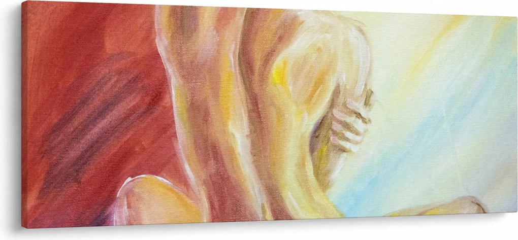 Pihenő nő képe, olajfestmény (120x50 cm)