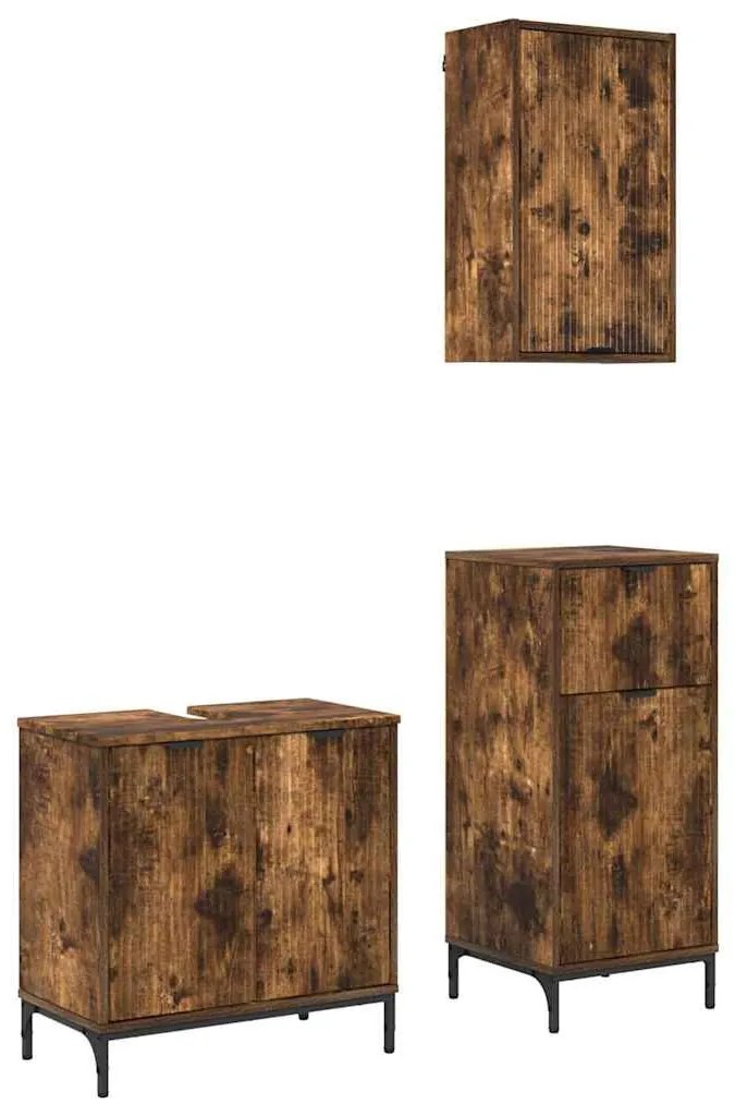 Fürdőszoba bútor szett 3 pcs Füstölt tölgy 39.5 x 36 x 88 cm