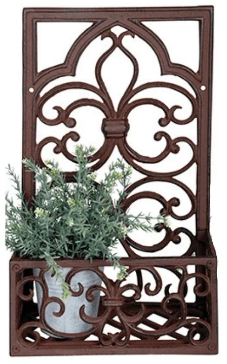 Öntöttvas fali virágtartó, szögletes