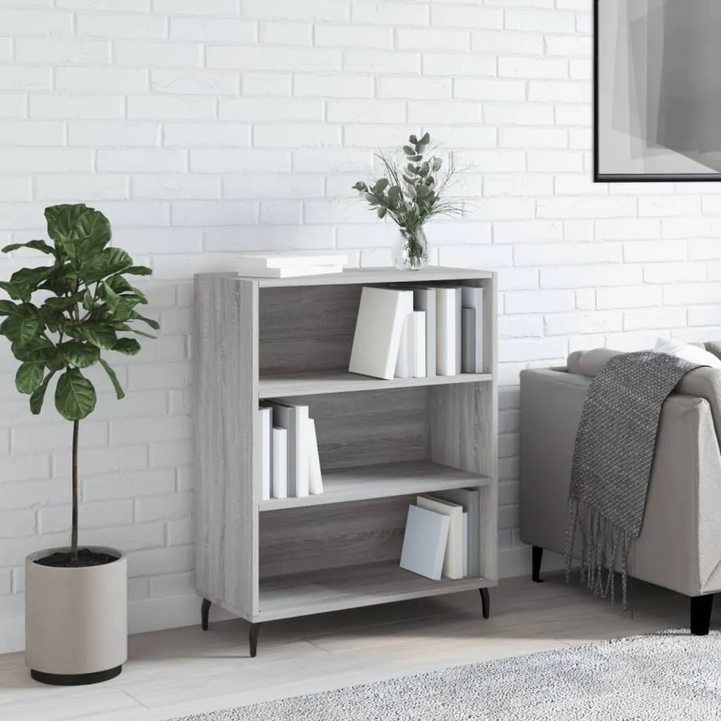 szürke sonoma színű szerelt fa polcos szekrény 69,5x32,5x90 cm