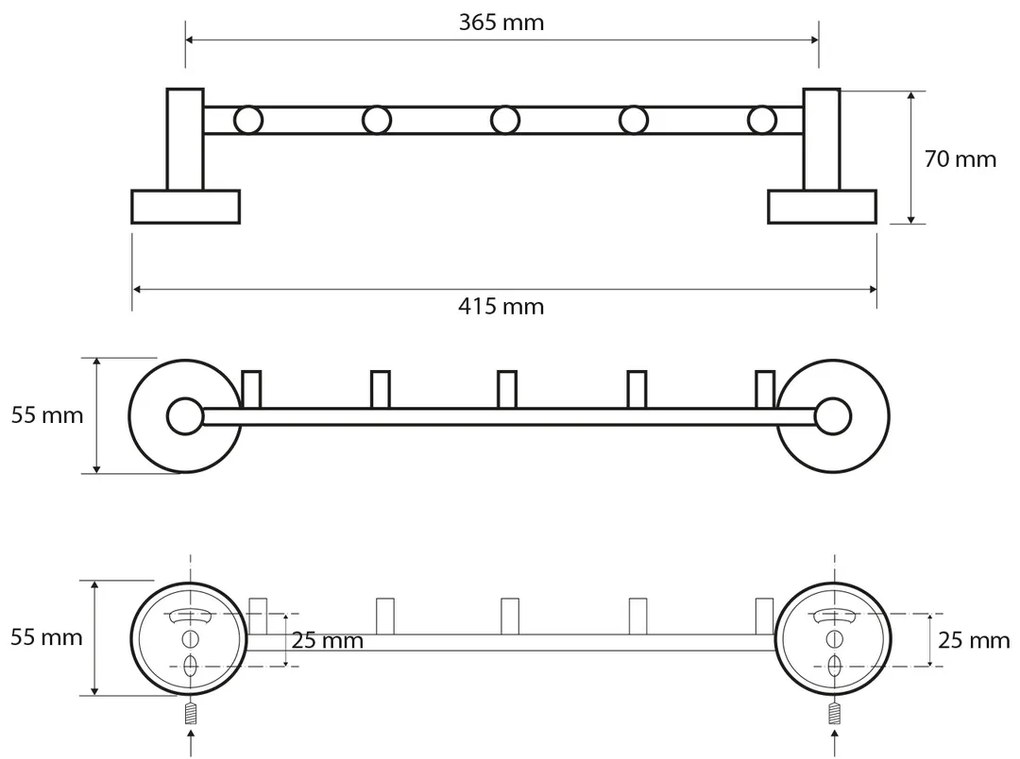 SAPHO XR214 X-Round E trapéz 5 akasztóval 39,5 cm,ezüst