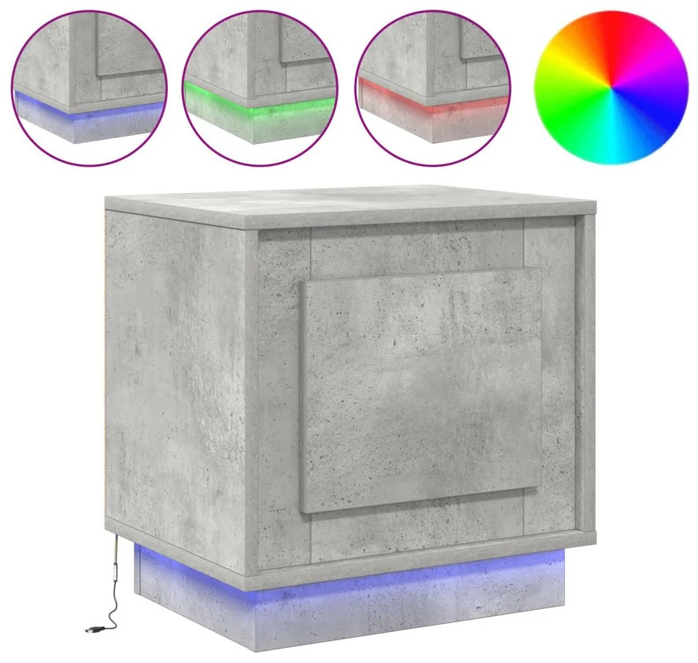LED világítással ellátott éjjeli szekrények 2 db Betongrád 44x34,5x45 cm