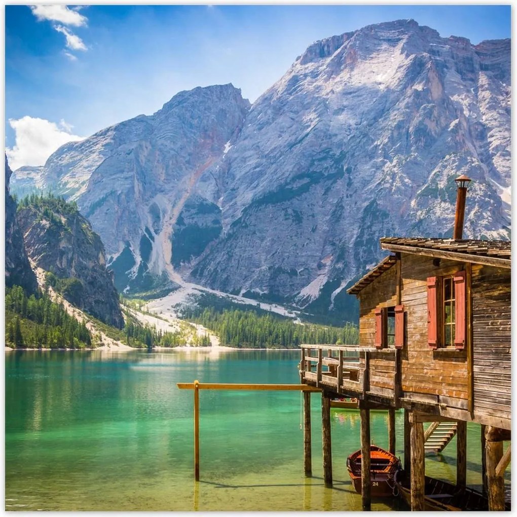 Poszterek 100x100 Fa házikó a hegyekben