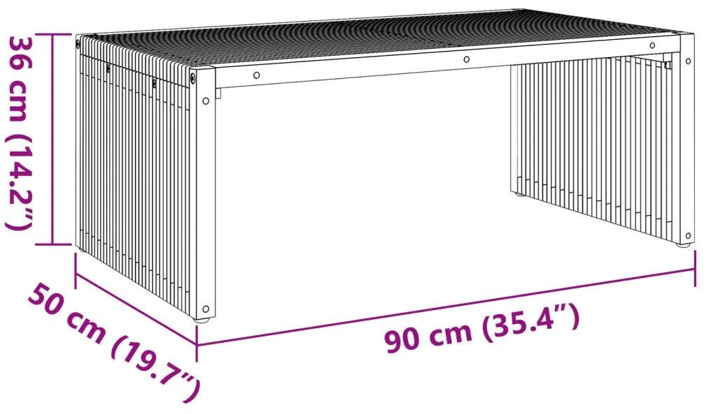 Kert Oldalasztal 90x49.7x36 cm Tömör Fa Teak