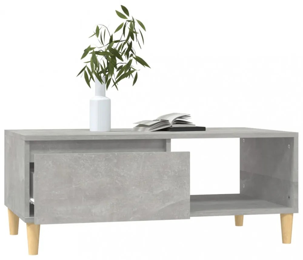 betonszürke szerelt fa dohányzóasztal 90x50x36,5 cm