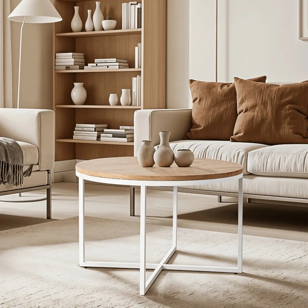 Dohányzóasztal Tölgy/Fehér Színben. HANTEL