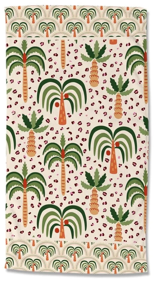 Zöld-bézs bársony strandtörölköző 100x180 cm Cezan – Good Morning