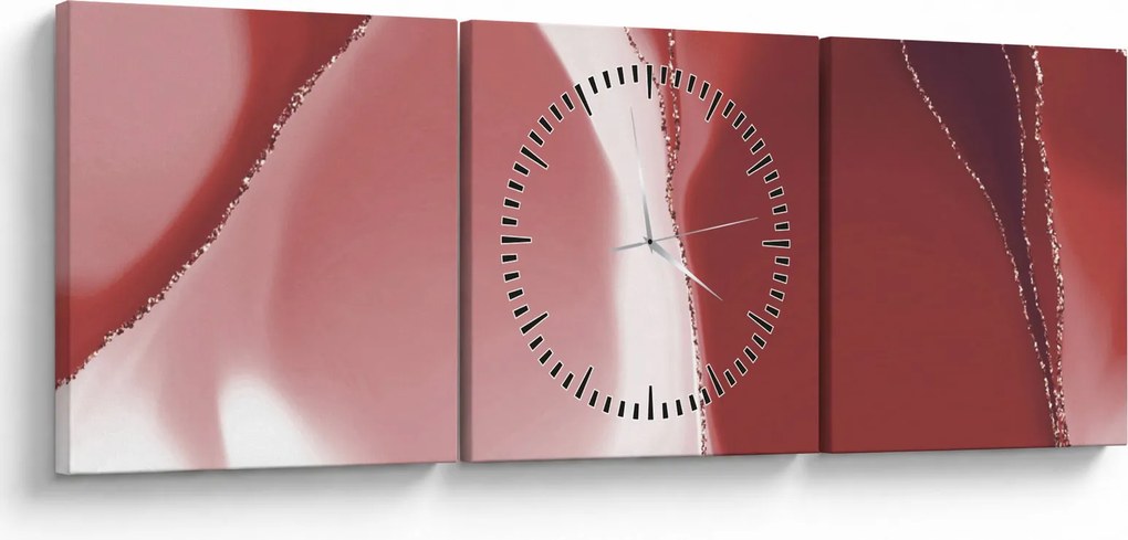 Kép - Piros absztrakt virág N⁰3 (órával) (90x30 cm)