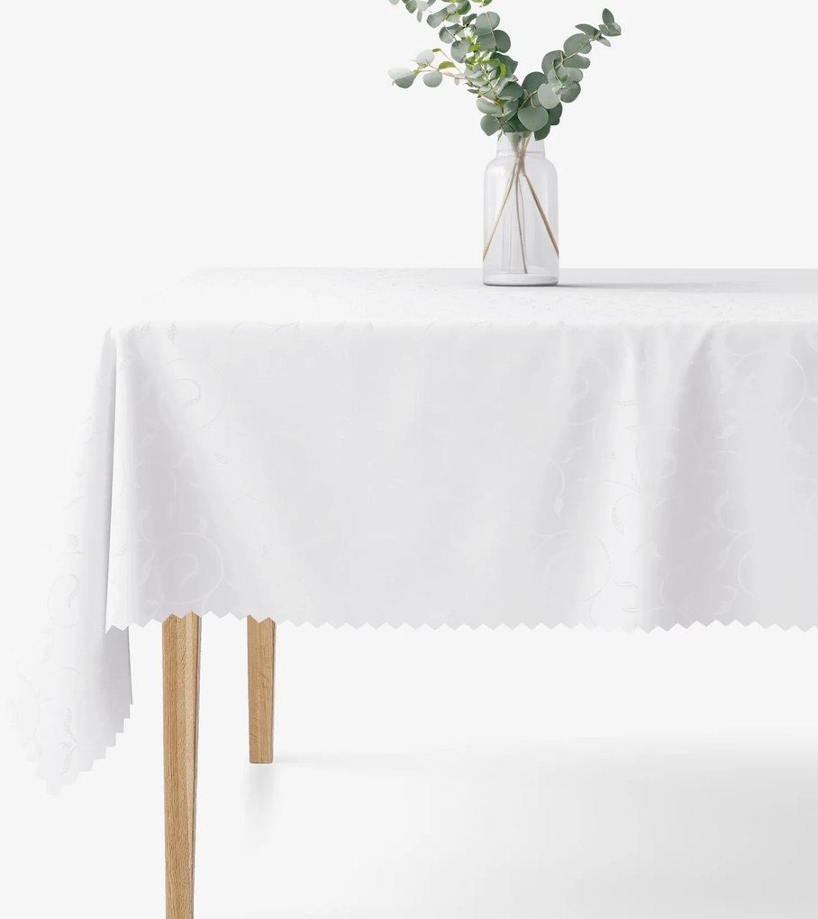 Goldea ünnepi szögletes teflon terítő - fehér nagy ornamentekkel ékesített 100 x 140 cm